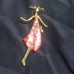 2 for $18 Vintage Stick Lady Brooch